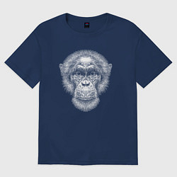 Футболка оверсайз женская Обезьяна морда, цвет: тёмно-синий