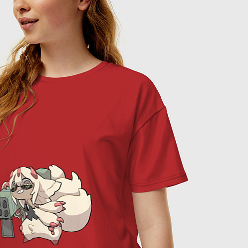 Женская футболка оверсайз Опасная Фапута / Красный – фото 3