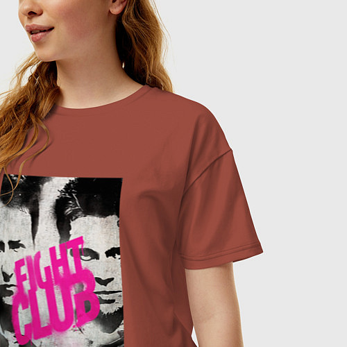 Женская футболка оверсайз Fight club - pink title / Кирпичный – фото 3