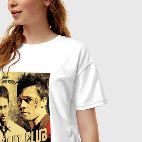 Женская футболка оверсайз Fight club - actors / Белый – фото 3