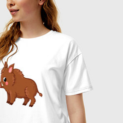 Футболка оверсайз женская Милый кабанчик, цвет: белый — фото 2