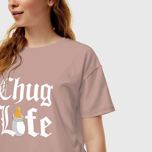 Женская футболка оверсайз Thug life milk / Пыльно-розовый – фото 3