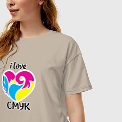 Футболка оверсайз женская I love cmyk, цвет: миндальный — фото 2