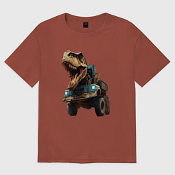 Футболка оверсайз женская Голова динозавра в тренде, цвет: кирпичный