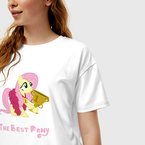 Женская футболка оверсайз Флаттершай лучшая пони / Белый – фото 3