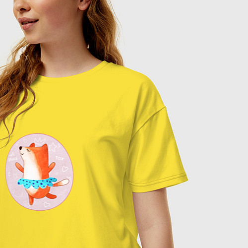 Женская футболка оверсайз Танцующая лиса / Желтый – фото 3