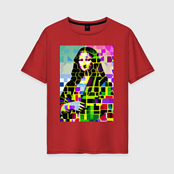 Футболка оверсайз женская Mona Lisa - mosaic pop art, цвет: красный