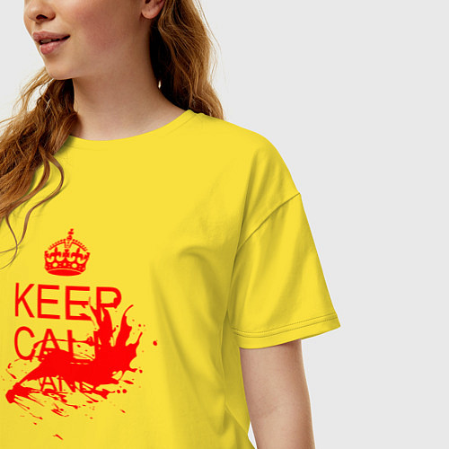 Женская футболка оверсайз Сохранять спокойствие / Желтый – фото 3