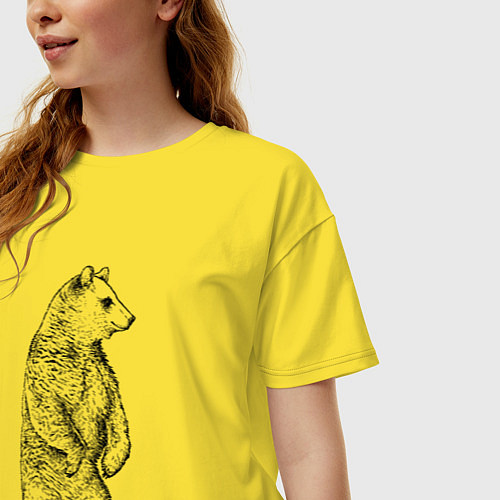 Женская футболка оверсайз Медведь стоящий / Желтый – фото 3