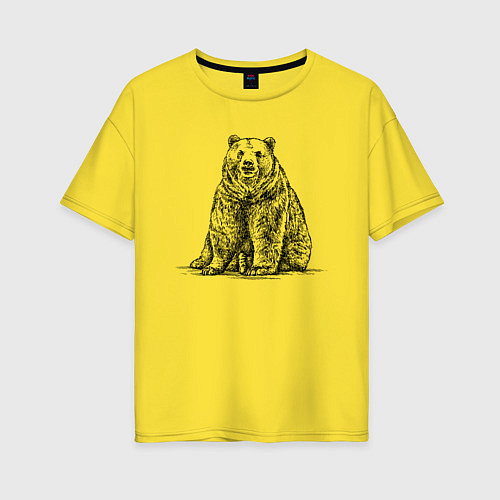 Женская футболка оверсайз Медведь сидящий / Желтый – фото 1