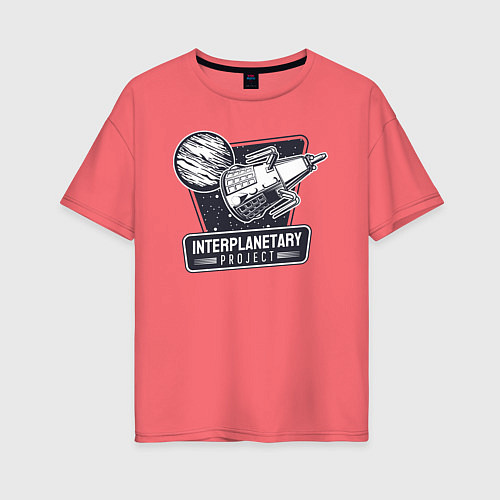 Женская футболка оверсайз Межпланетный спутник / Коралловый – фото 1