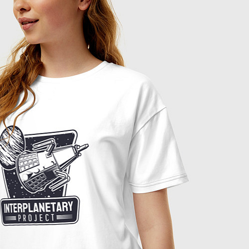 Женская футболка оверсайз Межпланетный спутник / Белый – фото 3