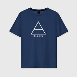 Футболка оверсайз женская 30 Seconds to mars логотип треугольник, цвет: тёмно-синий