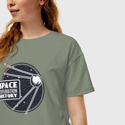 Футболка оверсайз женская История исследования космоса, цвет: авокадо — фото 2