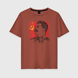 Футболка оверсайз женская Профиль Сталина СССР, цвет: кирпичный