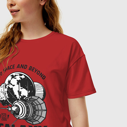 Женская футболка оверсайз Приключение в галактике / Красный – фото 3