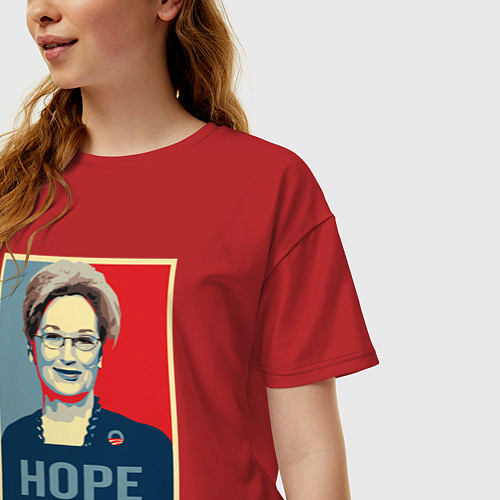 Женская футболка оверсайз Мерил Стрип надежда / Красный – фото 3