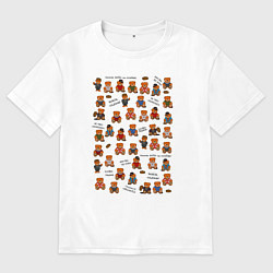 Футболка оверсайз женская Мишки-персонажи из слово пацана, цвет: белый