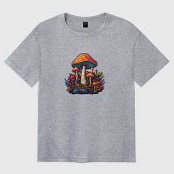 Футболка оверсайз женская Магические лесные грибы, цвет: меланж