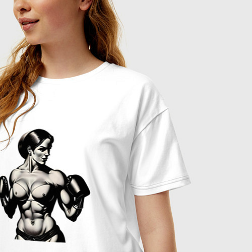 Женская футболка оверсайз Женская сила / Белый – фото 3