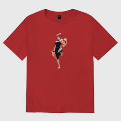Футболка оверсайз женская Танец в стиле аниме, цвет: красный