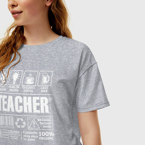 Женская футболка оверсайз Многозадачный учитель / Меланж – фото 3