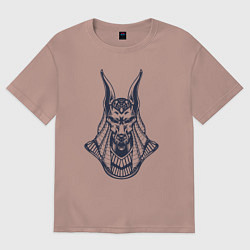 Футболка оверсайз женская Анубис древнеегипетский бог, цвет: пыльно-розовый