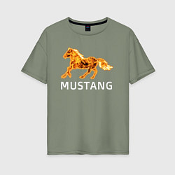Футболка оверсайз женская Mustang firely art, цвет: авокадо