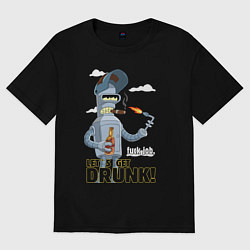 Футболка оверсайз женская К черту работу - давайте выпьем, цвет: черный