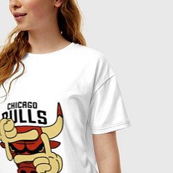 Футболка оверсайз женская Bulls logo with hands, цвет: белый — фото 2