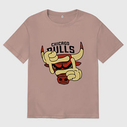 Футболка оверсайз женская Bulls logo with hands, цвет: пыльно-розовый