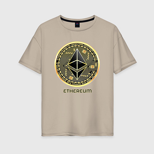 Женская футболка оверсайз Ethereum крипта монета / Миндальный – фото 1