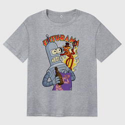 Футболка оверсайз женская Бендер и рободьявол, цвет: меланж