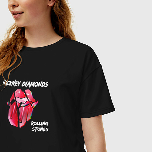 Женская футболка оверсайз The Rolling Stones - Diamonds tongue / Черный – фото 3
