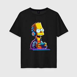 Футболка оверсайз женская Bart is an avid gamer, цвет: черный