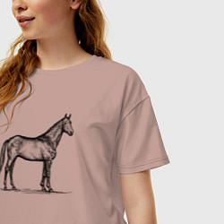 Футболка оверсайз женская Лошадь в профиль, цвет: пыльно-розовый — фото 2