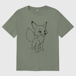 Футболка оверсайз женская Добрый лисенок, цвет: авокадо