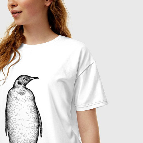 Женская футболка оверсайз Пингвин стоит / Белый – фото 3