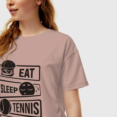 Женская футболка оверсайз Есть спать теннис / Пыльно-розовый – фото 3
