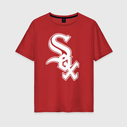 Футболка оверсайз женская Chicago white sox - baseball, цвет: красный