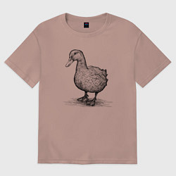 Футболка оверсайз женская Селезень, цвет: пыльно-розовый
