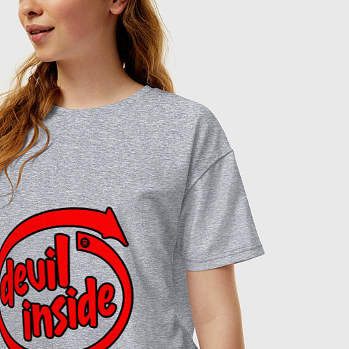 Женская футболка оверсайз Дьявол внутри / Меланж – фото 3
