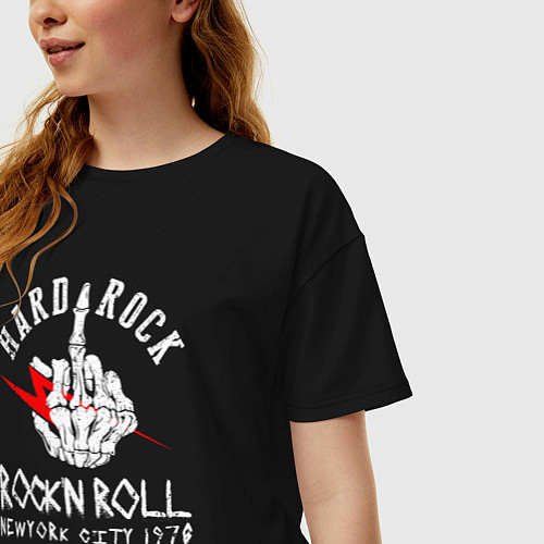 Женская футболка оверсайз Hard rock 1970 / Черный – фото 3