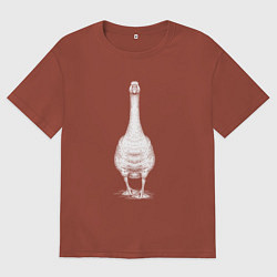 Футболка оверсайз женская Гусь белый, цвет: кирпичный