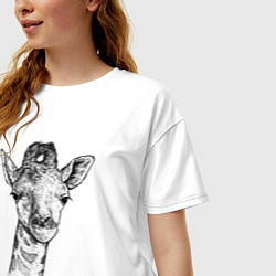 Футболка оверсайз женская Жирафёнок, цвет: белый — фото 2