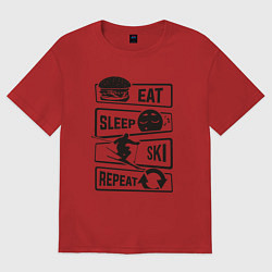 Женская футболка оверсайз Есть спать лыжи