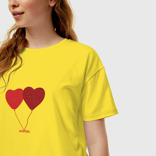 Женская футболка оверсайз Два сердца шарика любовь / Желтый – фото 3