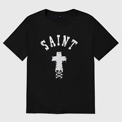 Футболка оверсайз женская Святой крест череп, цвет: черный