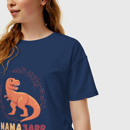 Женская футболка оверсайз Mамазавр / Тёмно-синий – фото 3