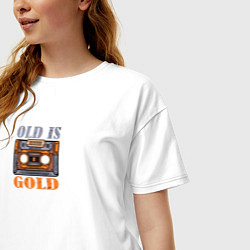 Футболка оверсайз женская Ретро кассета для магнитофона, цвет: белый — фото 2